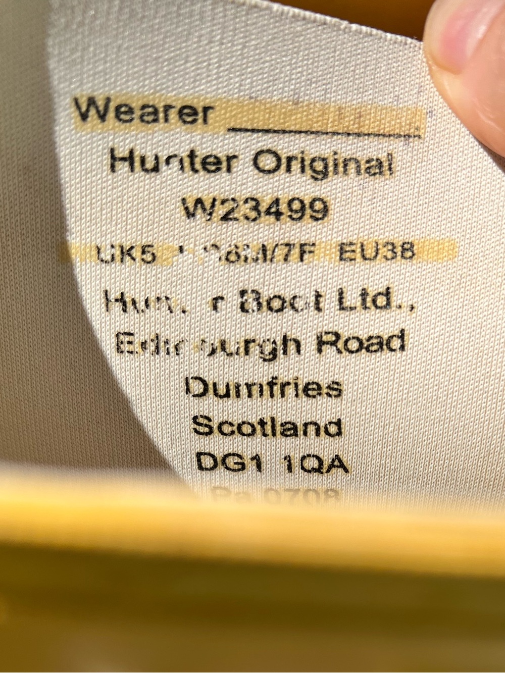 Hunter Original Tall Rubber Rain Boots in Vibrant Yellow 7 Model W23499 7F 6M - Picture 7 of 17